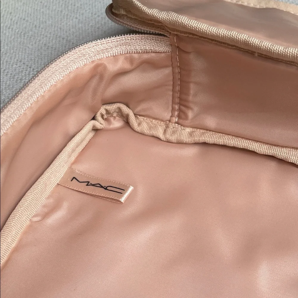 MAC Cosmetics Blush Beige Quilted Patent Cosmetic Bag travel case - Brand New